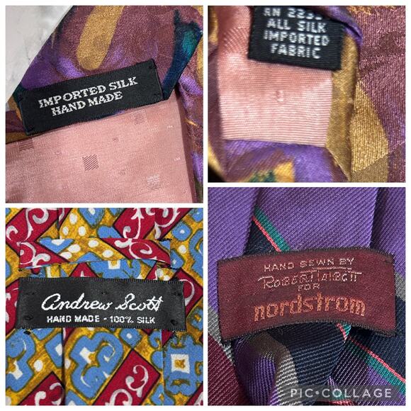 Mens 100% Silk Ties Lot Of 5 Blue Striped Multi Design Print Career Work Church - Picture 6 of 9